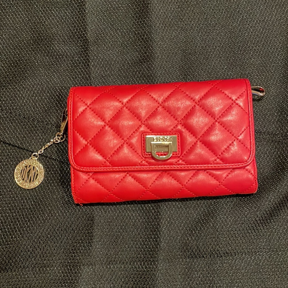DKNY red cross body